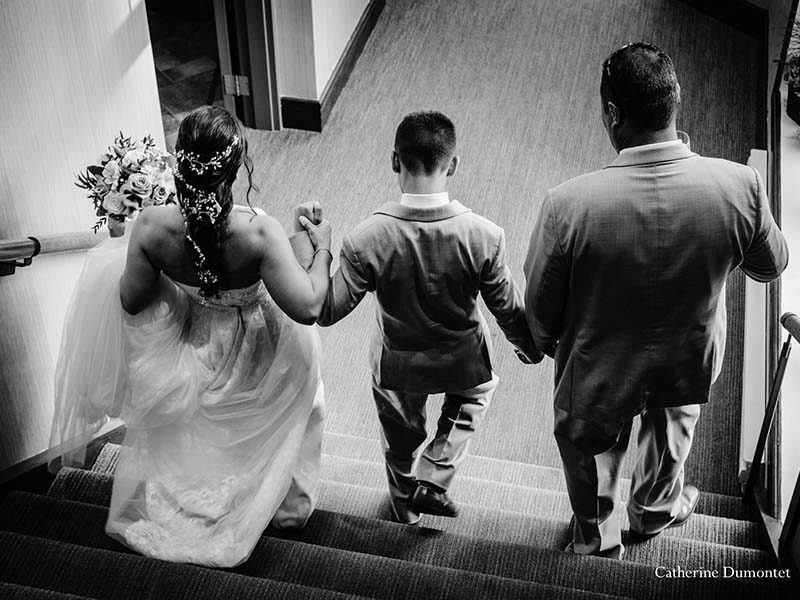 newlyweds with ring bearer