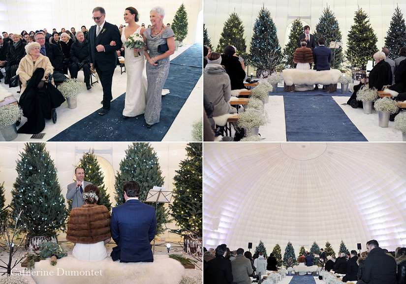 photos de la cérémonie d'un mariage d'hiver