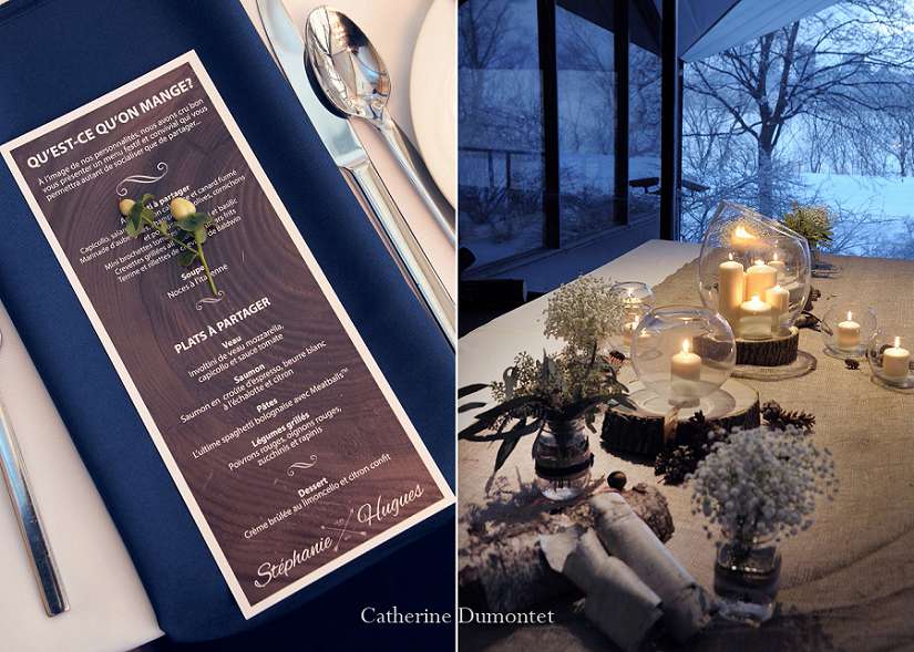 menu et décoration d'un mariage en hiver