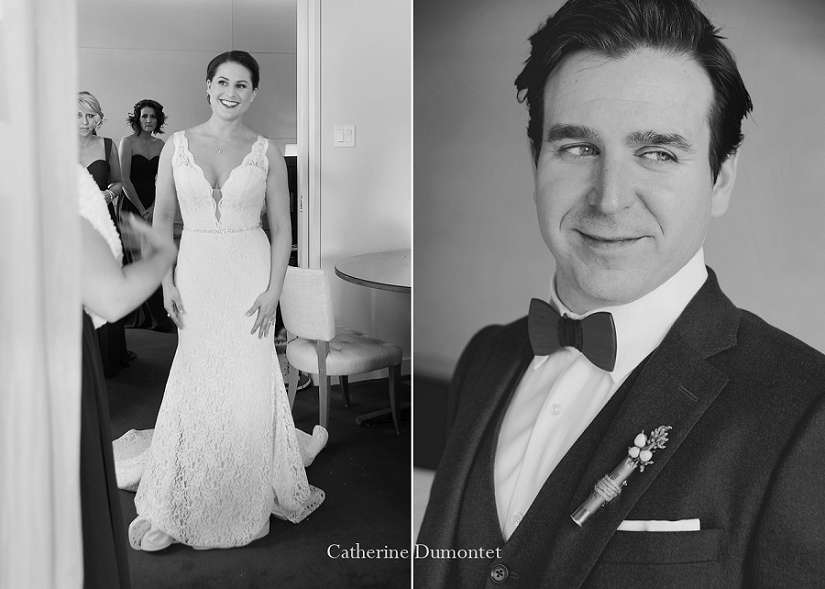 Portraits des mariés en noir et blanc