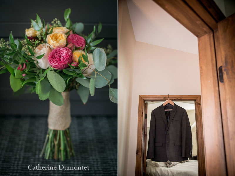 le veston et le bouquet de mariage