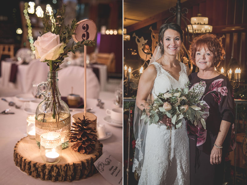 La mère de la mariée et centre de table