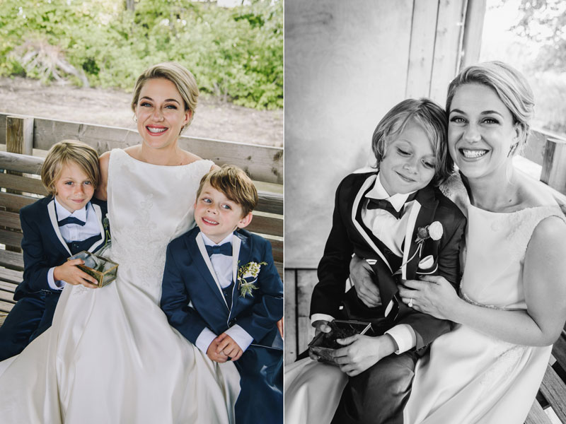 la mariée et ses enfants à l'Ile Navark