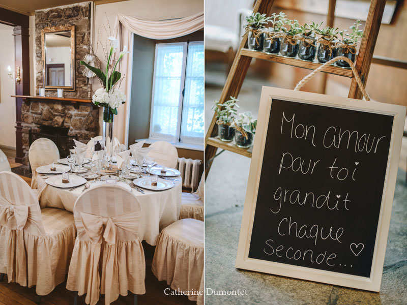 décorations mariage au Manoir Grant à Valleyfield