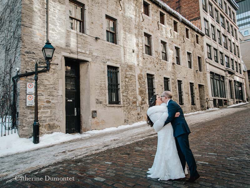 mariage en hiver dans le Vieux-Montréal