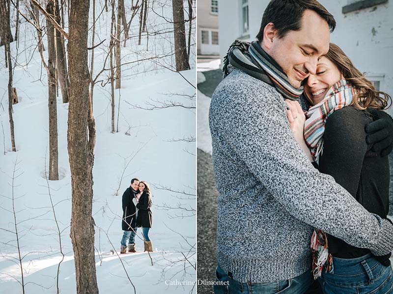 photos de fiançailles en hiver à Oka