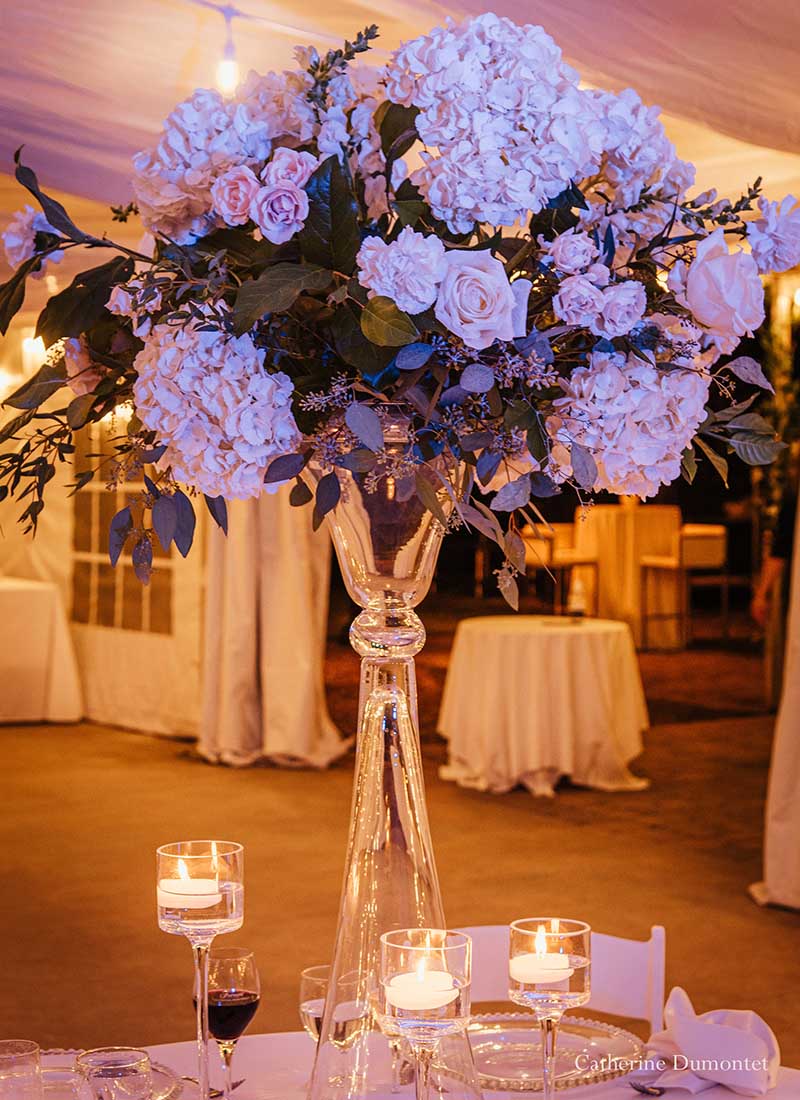 Décoration mariage au Château Montebello en soirée