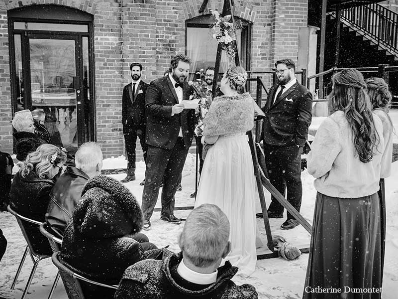 cérémonie de mariage en hiver à l'Ambroisie