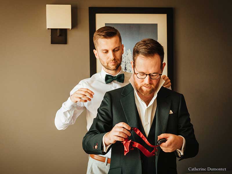 Préparatifs du marié au Grand Lodge Mont-Temblant