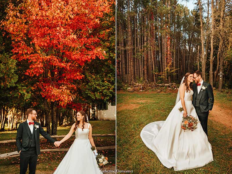 mariage d'automne dans la pinède à Tremblant