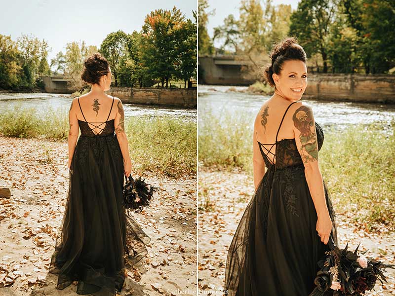 la mariée sur le bord de l'eau au Château Joliette